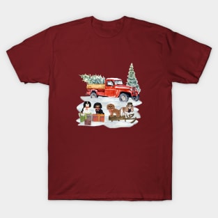 Winter Holiday Cavaliers with Red Truck T-Shirt